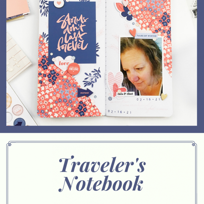 Travelers Notebook Layout | Storms ft Cocoa Daisy Denim and Blush