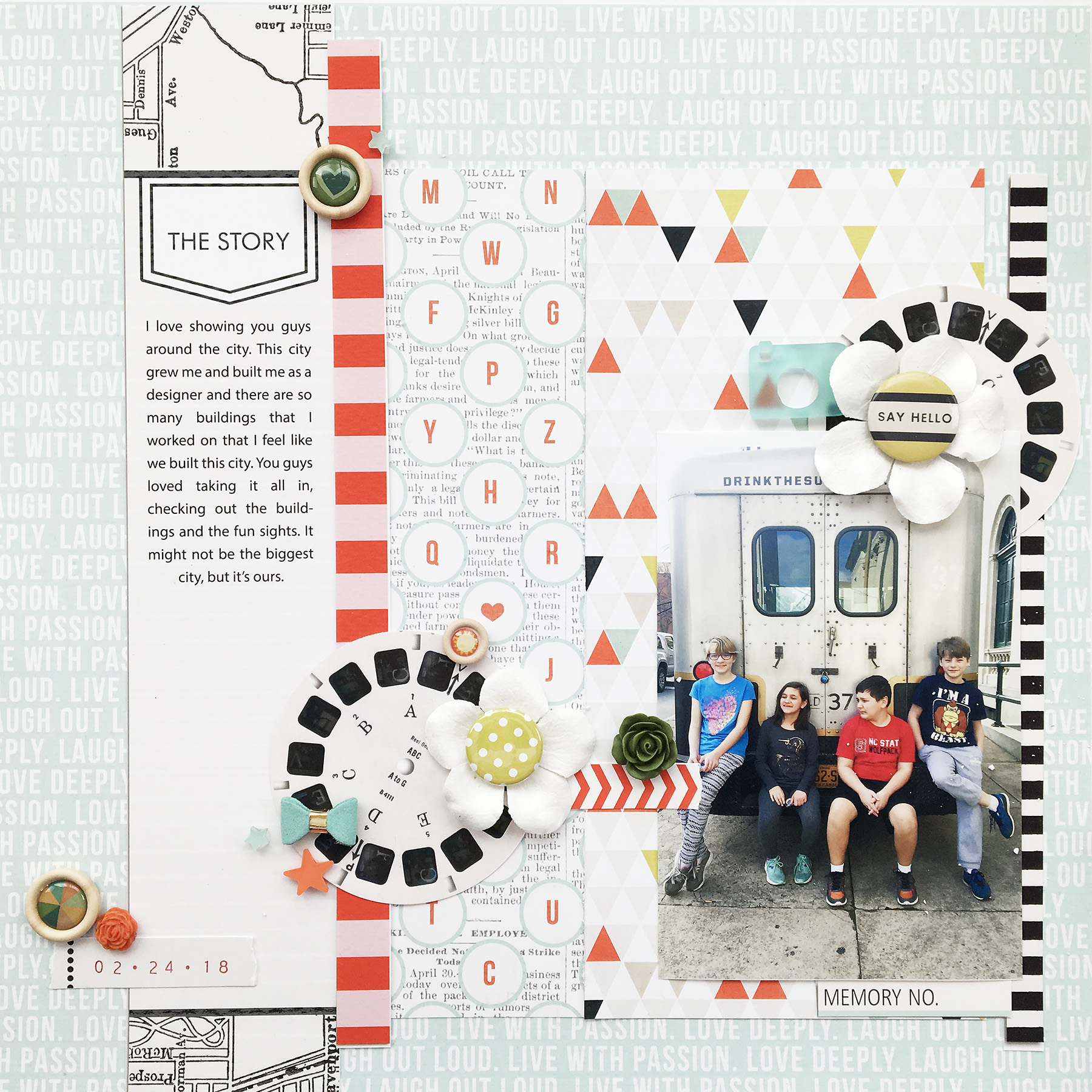 Theresa Moxley Hybrid Scrapbook Layout | Say Hello ft Sahlin Studio Quickpages