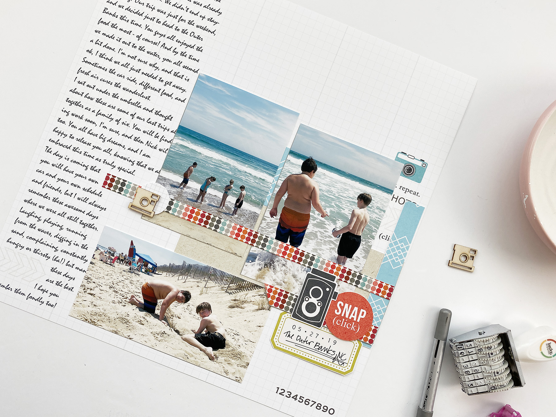 Theresa Moxley Sahlin Studio Design Team | The Outer Banks Hybrid Scrapbook Layout