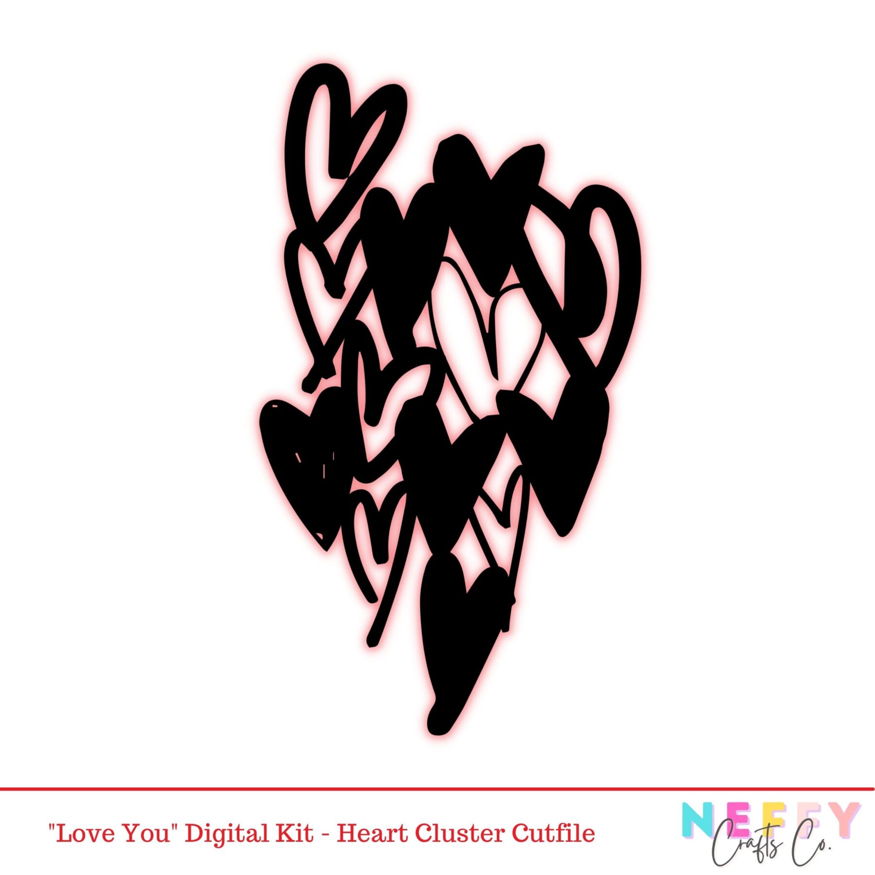 Neffy Crafts Co. - Love You Digital Kit - Cut Files - Heart Cluster