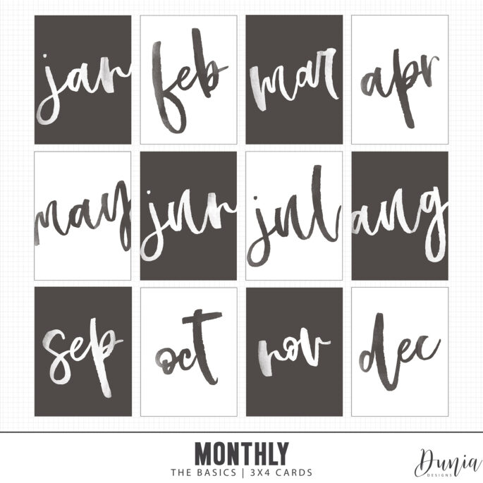 Dunia Designs | The Basics – Monthly Cards